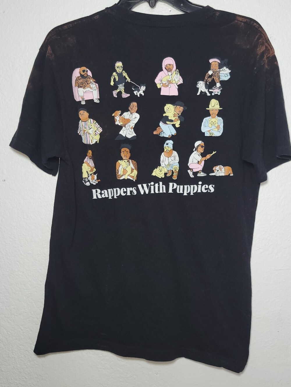Dog Limited Black Graphic Tee with Brown Wash - Rappers With Puppies